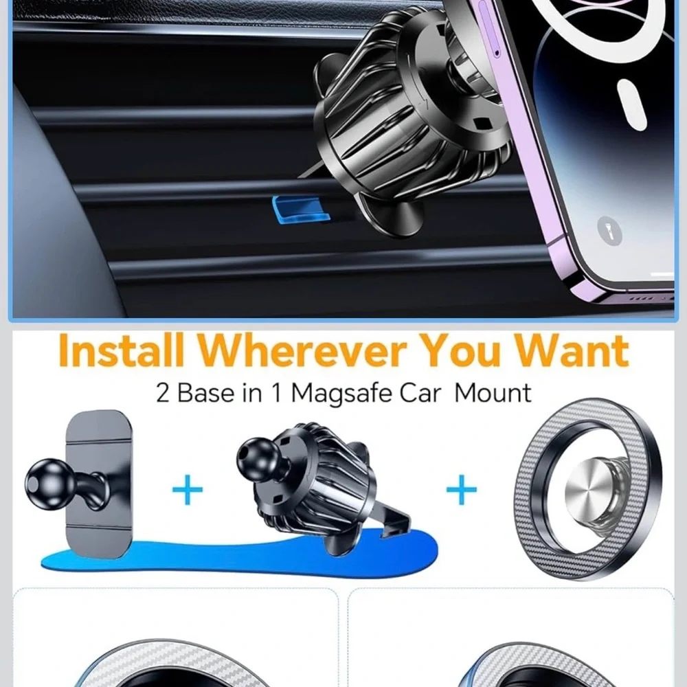Magnetic Car Phone Mount - Black